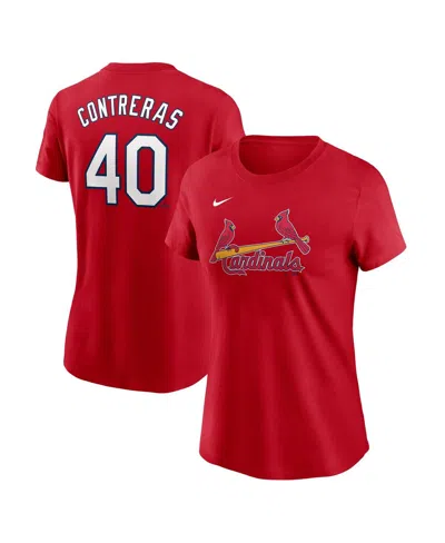 Nike Women's Willson Contreras Red St. Louis Cardinals Fuse Name Number T-shirt