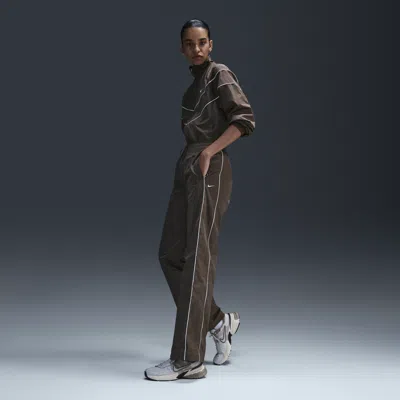 Nike Women's Windrunner High-waisted Woven Open-hem Pants In Brown