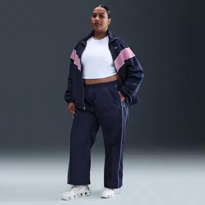Nike Women's Windrunner High-waisted Woven Open-hem Pants (plus Size) In Blue