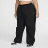 Nike Women's Windrunner High-waisted Woven Open-hem Pants (plus Size) In Black,white