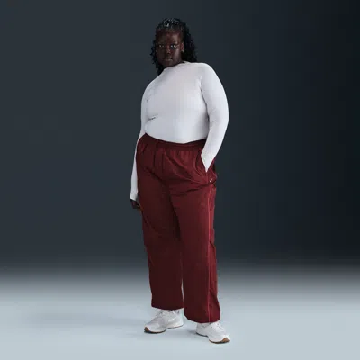 Nike Women's Windrunner High-waisted Woven Open-hem Pants (plus Size) In Red