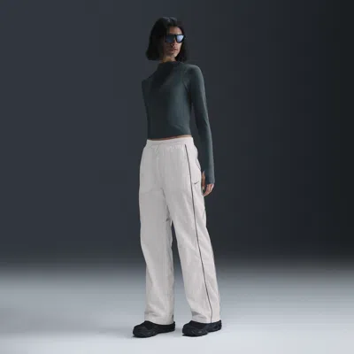 Nike Women's Windrunner High-waisted Woven Open-hem Pants In White