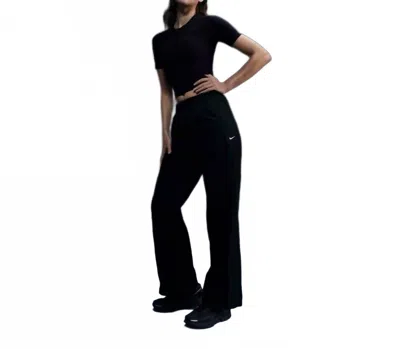 NIKE WOMEN'S WINDRUNNER HIGH WAISTED WOVEN OPEN HEM TRACK PANTS IN BLACK