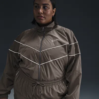 Nike Women's Windrunner Loose Uv Woven Full-zip Jacket (plus Size) In Brown