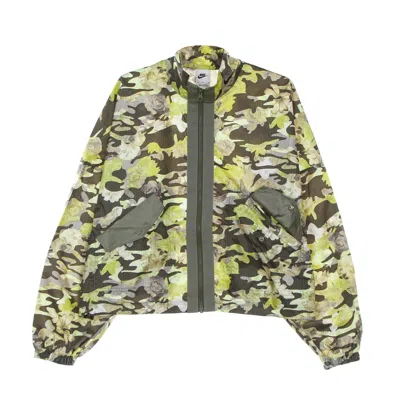 Nike Women's Woven Aop Jacket Cargo Khaki/light Army/black