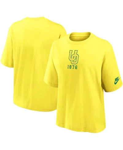 Nike Oregon Ducks Legacy Established Boxy  Women's College T-shirt In Yellow