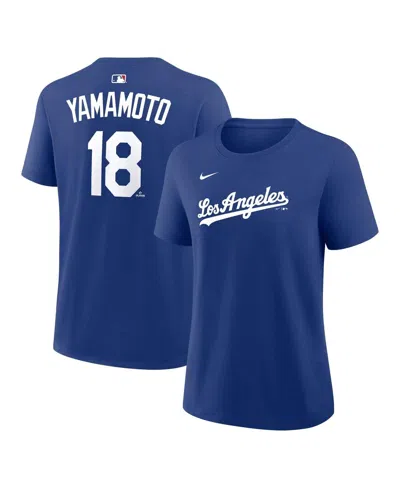 Nike Women's Yoshinobu Yamamoto Royal Los Angeles Dodgers Name And Number T-shirt In Blue