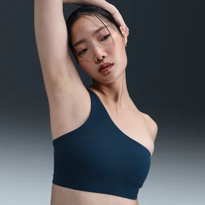 Nike Women's Zenvy Asymmetrical Light-support Padded Sports Bra In Blue