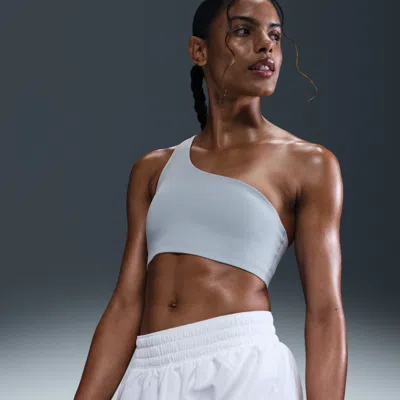 Nike Zenvy Dri-fit One-shoulder Light Support Sports Bra In Light Armory Blue