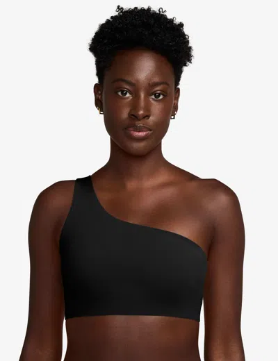 Nike Zenvy Yoga Soft Touch One Shoulder Light Support Sports Bra In Black