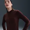 Nike Mock Neck Long Sleeve Zip Front Jacket In Burgundy