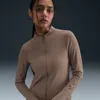 Nike Zenvy Dri-fit Long-sleeve Full Zip Top In Brown