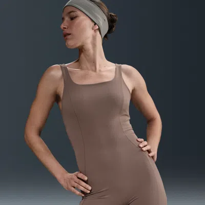 Nike Women's Zenvy Dri-fit Short Bodysuit In Brown