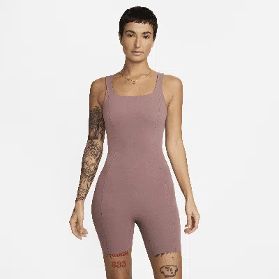 Shop Nike Infinasoft Essentials Dri-fit Romper In Smokey Mauve/ White
