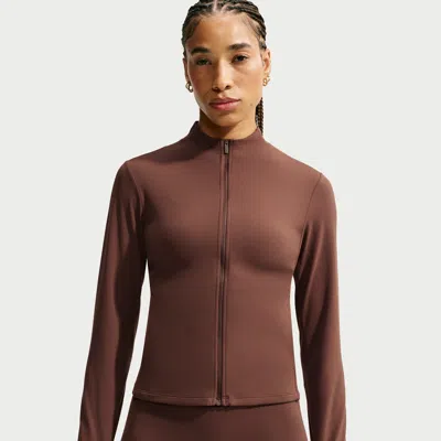 Nike Women's Zenvy Dri-fit Full-zip Jacket In Brown