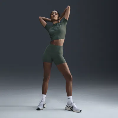 Nike Women's Zenvy Gentle-support High-waisted 5" Biker Shorts In Green