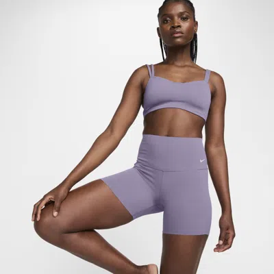 Nike Women's Zenvy Gentle-support High-waisted 5" Biker Shorts In Daybreak/ Black