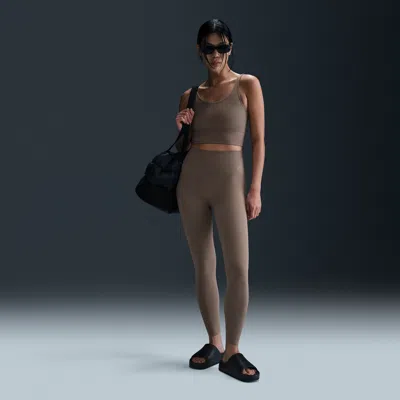 Nike Women's Zenvy Gentle-support High-waisted 7/8 Leggings In Mink Brown/black