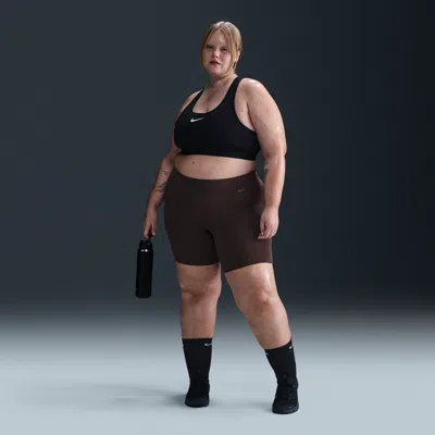Nike Women's Zenvy Gentle-support High-waisted 8" Biker Shorts (plus Size) In Brown