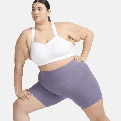 Nike Women's Zenvy Gentle-support High-waisted 8" Biker Shorts (plus Size) In Purple