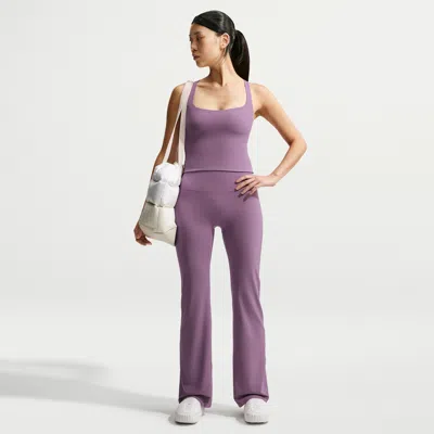 Nike Women's Zenvy High-waisted Flared Leggings With No Front Seam In Purple
