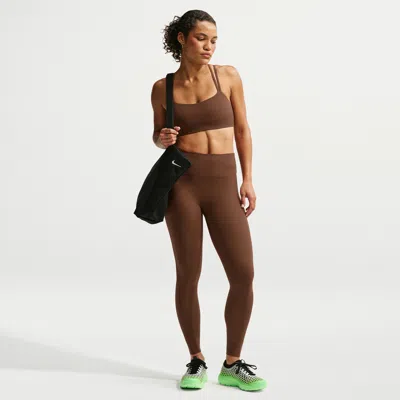 Nike Women's Zenvy High-waisted Full-length Leggings With No Front Seam In Brown