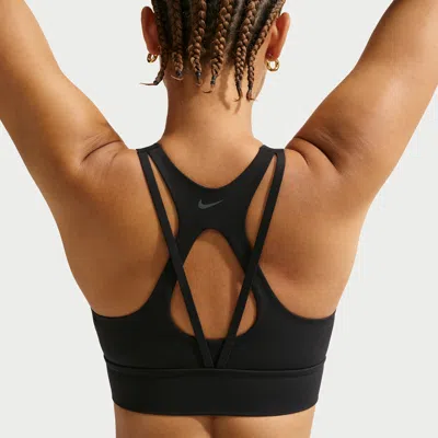 Nike Swoosh Womens Medium Support Sports Bra Dx6821 In Black