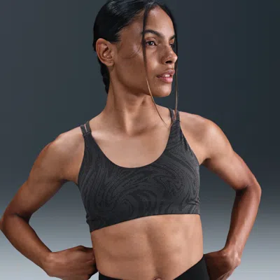 Nike Women's Zenvy Light-support Padded Printed Sports Bra In Black