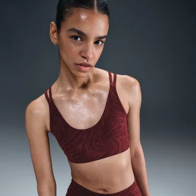 Nike Women's Zenvy Light-support Padded Printed Sports Bra In Red