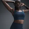 Nike Women's Zenvy Medium-support Padded Longline Sports Bra In Armory Navy/white
