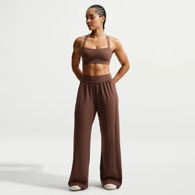 Nike Women's Zenvy Mid-rise Wide-leg Pants In Brown