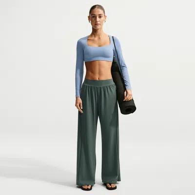 Nike Women's Zenvy Mid-rise Wide-leg Pants In Green
