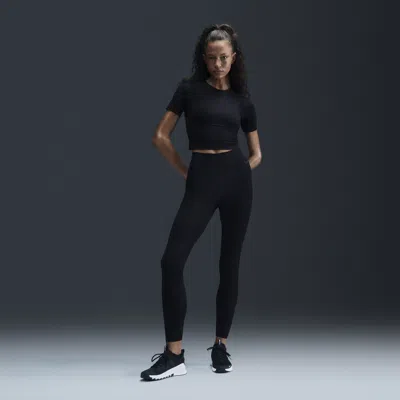 Nike Women's Zenvy Rib Gentle-support High-waisted 7/8 Leggings In Black