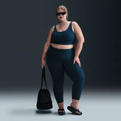 Nike Women's Zenvy Rib Gentle-support High-waisted 7/8 Leggings (plus Size) In Blue
