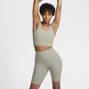 Nike Women's Zenvy Rib Gentle-support High-waisted 8" Biker Shorts In Green
