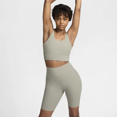 Nike Women's Zenvy Rib Gentle-support High-waisted 8" Biker Shorts In Green