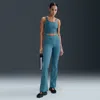 Nike Women's Zenvy Rib Gentle-support High-waisted Flared Leggings In Blue