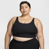 Nike Women's Zenvy Rib Light-support Non-padded Longline Sports Bra (plus Size) In Black