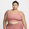Nike Women's Zenvy Rib Light-support Non-padded Longline Sports Bra (plus Size) In Pink