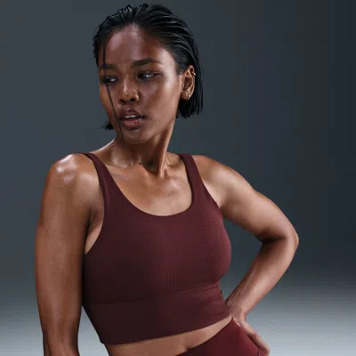 Nike Women's Zenvy Rib Light-support Padded Longline Sports Bra In Red