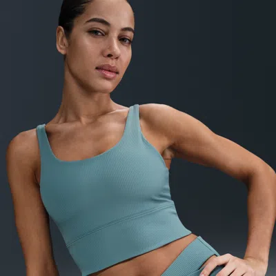 Nike Women's Zenvy Rib Light-support Padded Longline Sports Bra In Blue