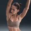 Nike Women's Zenvy Strappy Light-support Padded Sports Bra In Mink Brown/white