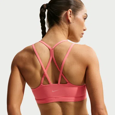Nike Dri-fit Zenvy Strappy Light Support Padded Sports Bra In Pink