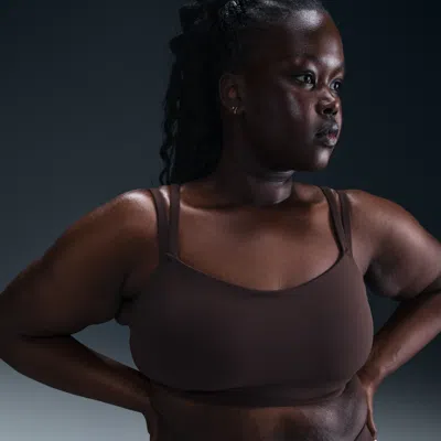 Nike Women's Zenvy Strappy Light-support Padded Sports Bra (plus Size) In Brown