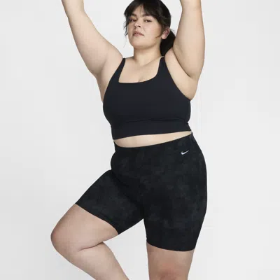 Nike Women's Zenvy Tie-dye Gentle-support High-waisted 8" Biker Shorts (plus Size) In Black