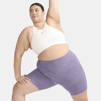 Nike Women's Zenvy Tie-dye Gentle-support High-waisted 8" Biker Shorts (plus Size) In Purple
