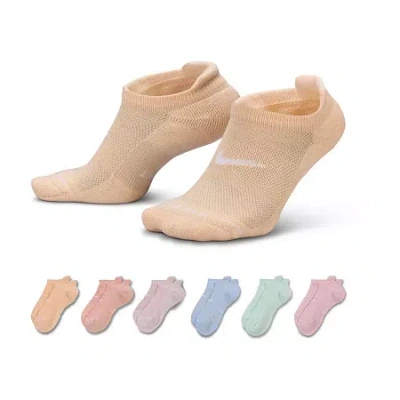 Nike Womens 6 Pair No Show Socks In Brown