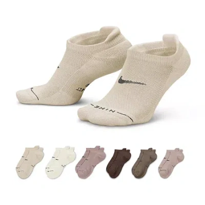 Nike Womens 6 Pair No Show Socks In Brown