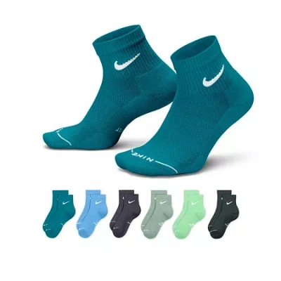Nike Womens 6 Pair Quarter Ankle Socks In Multi