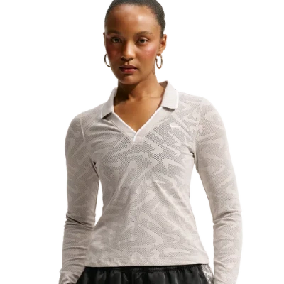 Nike Womens Chll Knit Ls Stitch Lace Top In White